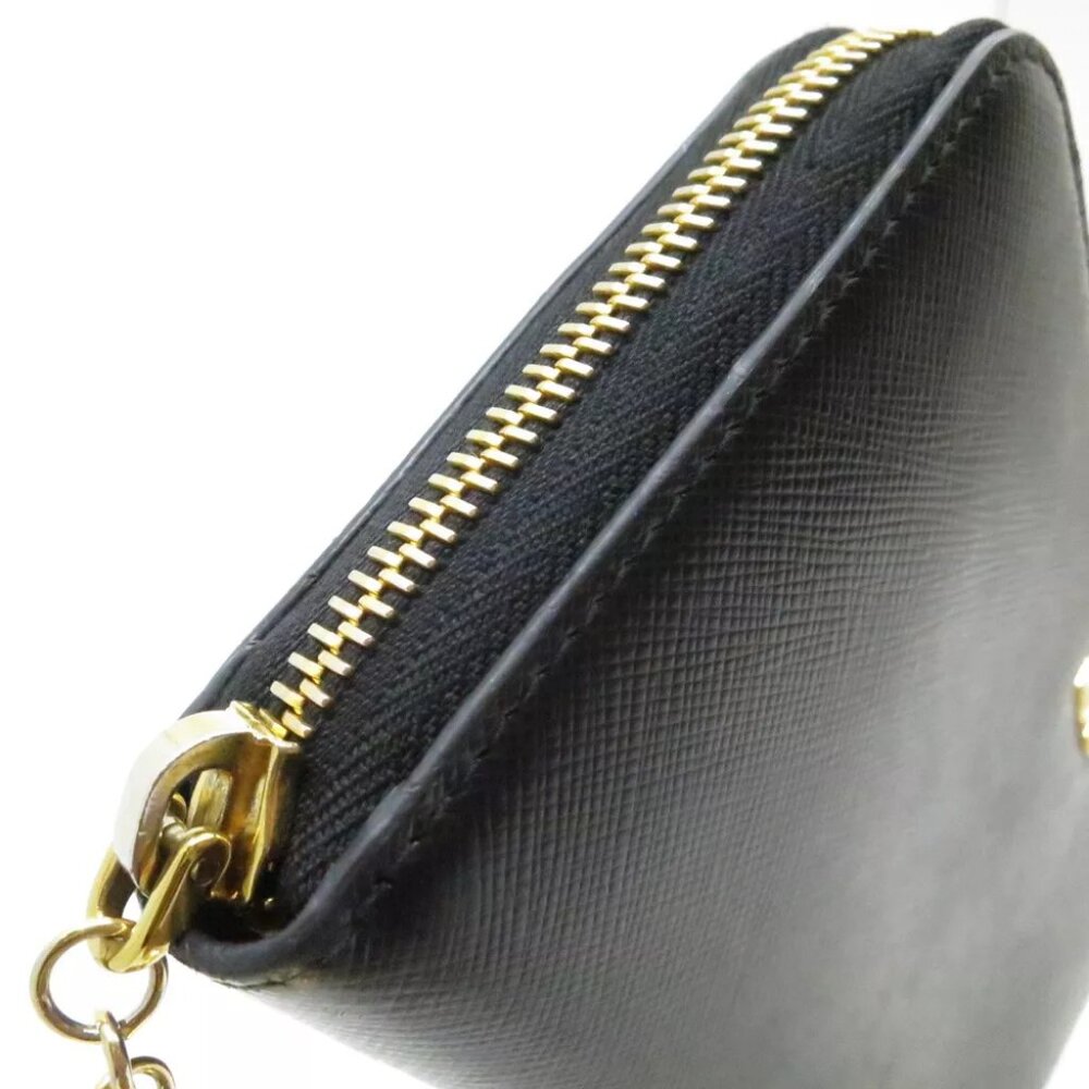 PRADA Saffiano Triang Zippy Round Wallet Black - Picture 7 of 12